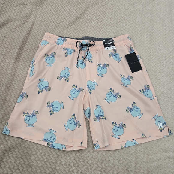 Hurley Stay Til Two Volley Swim Shorts Tropical Drink Pink Men's Sz Large New - Picture 10 of 10